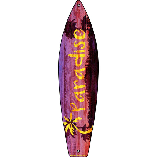 Paradise With Palm Tree Novelty Mini Metal Surfboard MSB-153