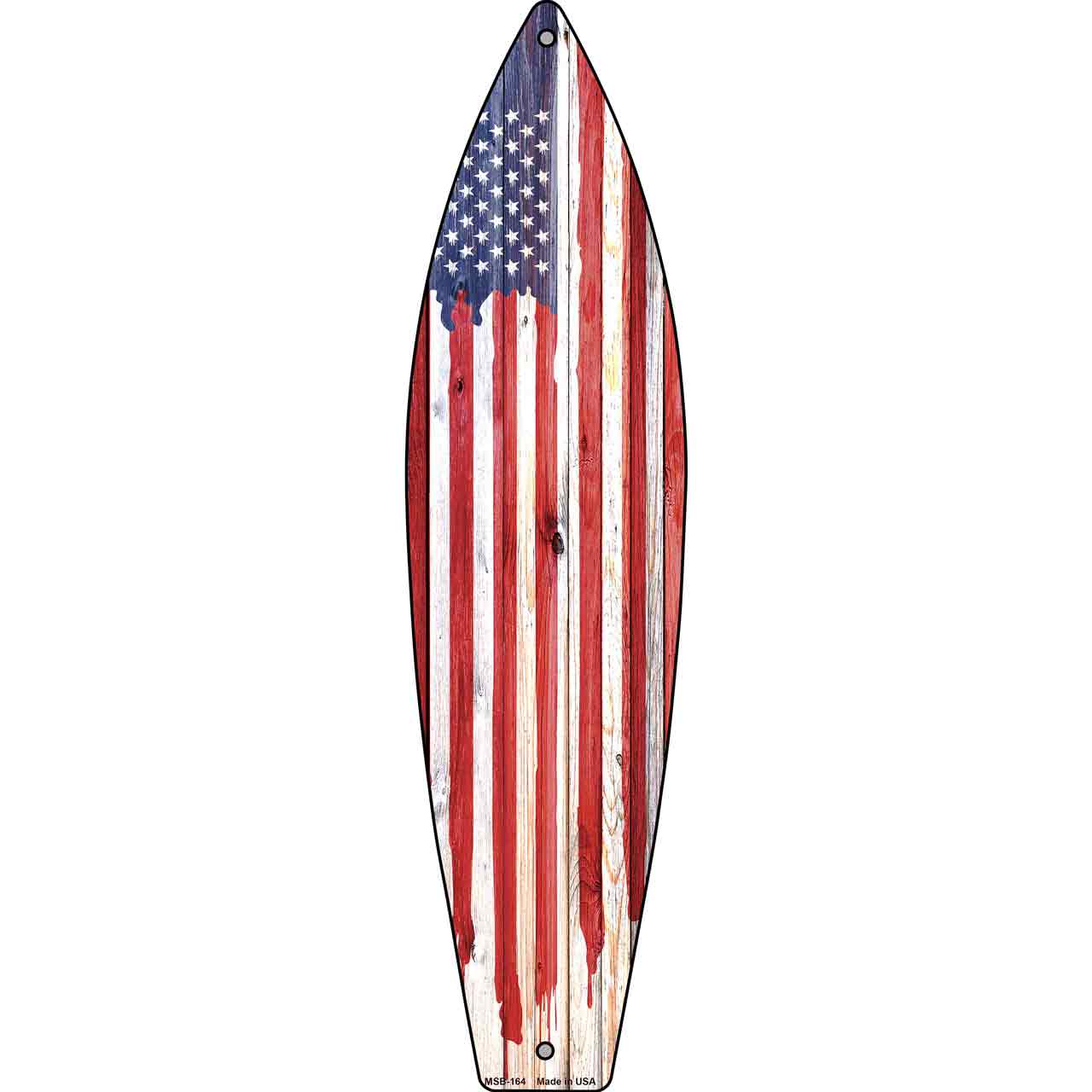 Painted American Flag Novelty Mini Metal Surfboard MSB-164