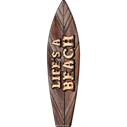 Lifes A Beach Bulb Lettering Novelty Mini Metal Surfboard MSB-167