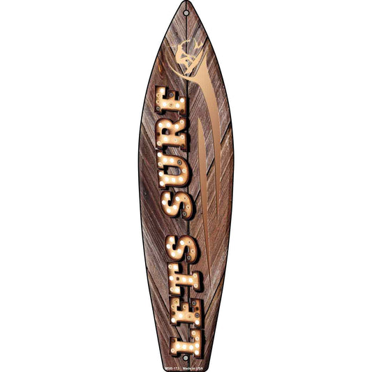 Lets Surf Bulb Lettering Novelty Mini Metal Surfboard MSB-172