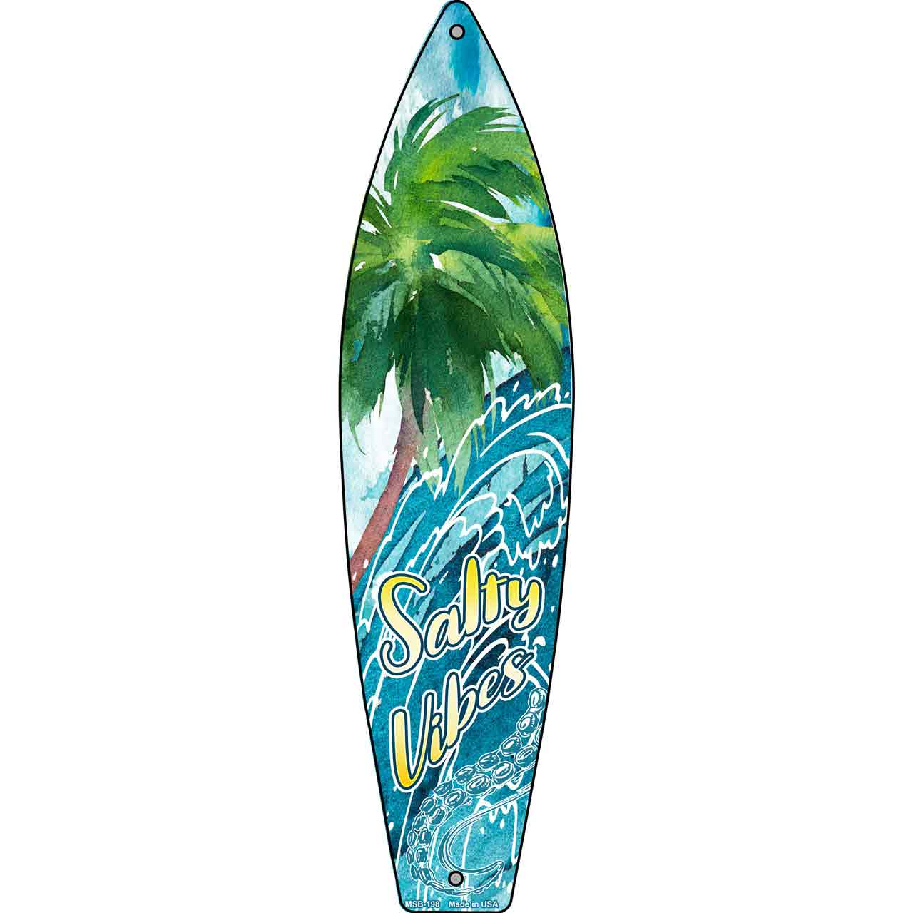 Salty Water Vibes Novelty Mini Metal Surfboard MSB-198