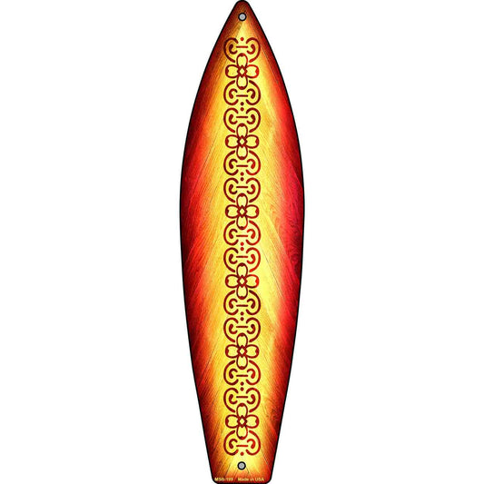 Red and Orange Tribal Design Novelty Mini Metal Surfboard MSB-199
