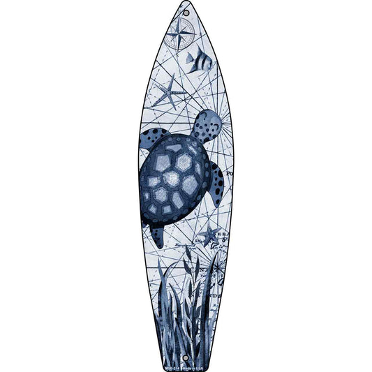 Black and White Sea Turtle Novelty Mini Metal Surfboard MSB-214