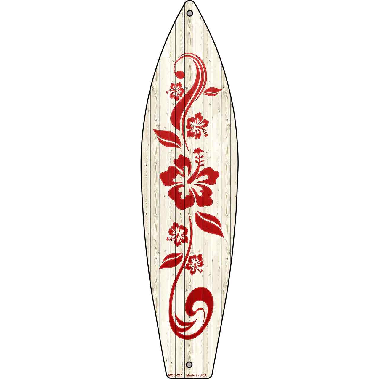 Hibiscus Flower Design Novelty Mini Metal Surfboard MSB-215