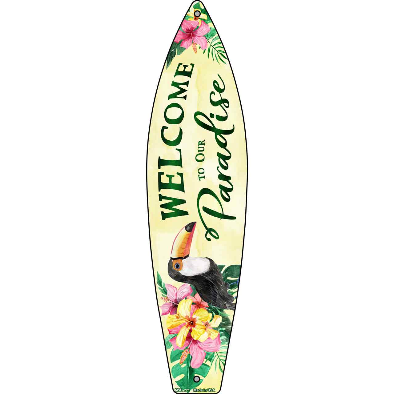 Welcome to Our Paradise Novelty Mini Metal Surfboard MSB-221