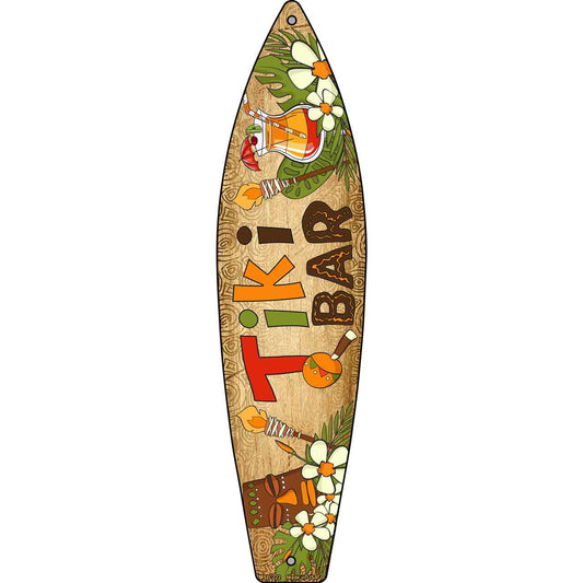 Tiki Bar With Torches Novelty Mini Metal Surfboard MSB-222