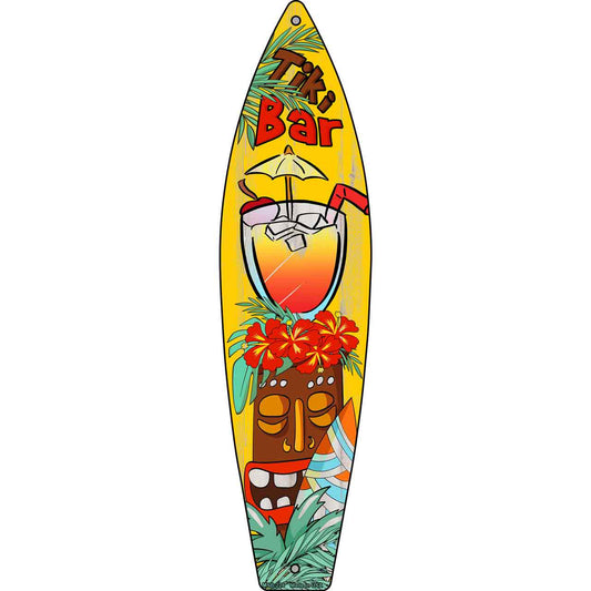 Tiki Bar With Drink Novelty Mini Metal Surfboard MSB-228