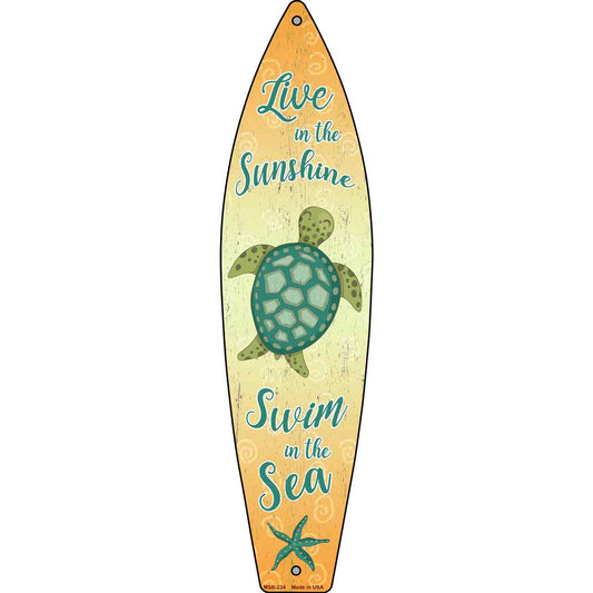 Live in the Sunshine Swim in the Sea Novelty Mini Metal Surfboard MSB-234