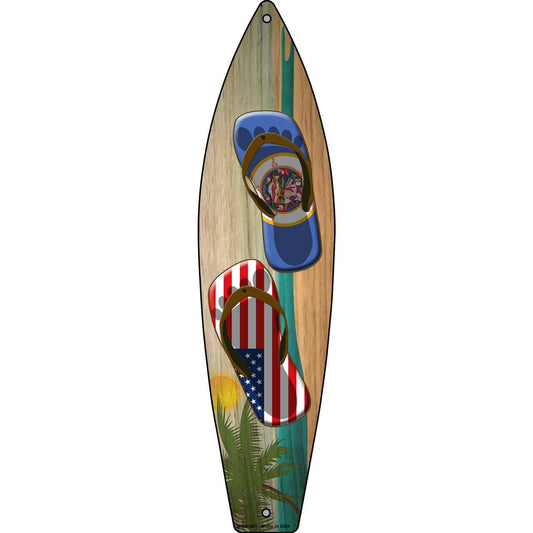 Minnesota Flag and US Flag Flip Flop Novelty Mini Metal Surfboard MSB-261