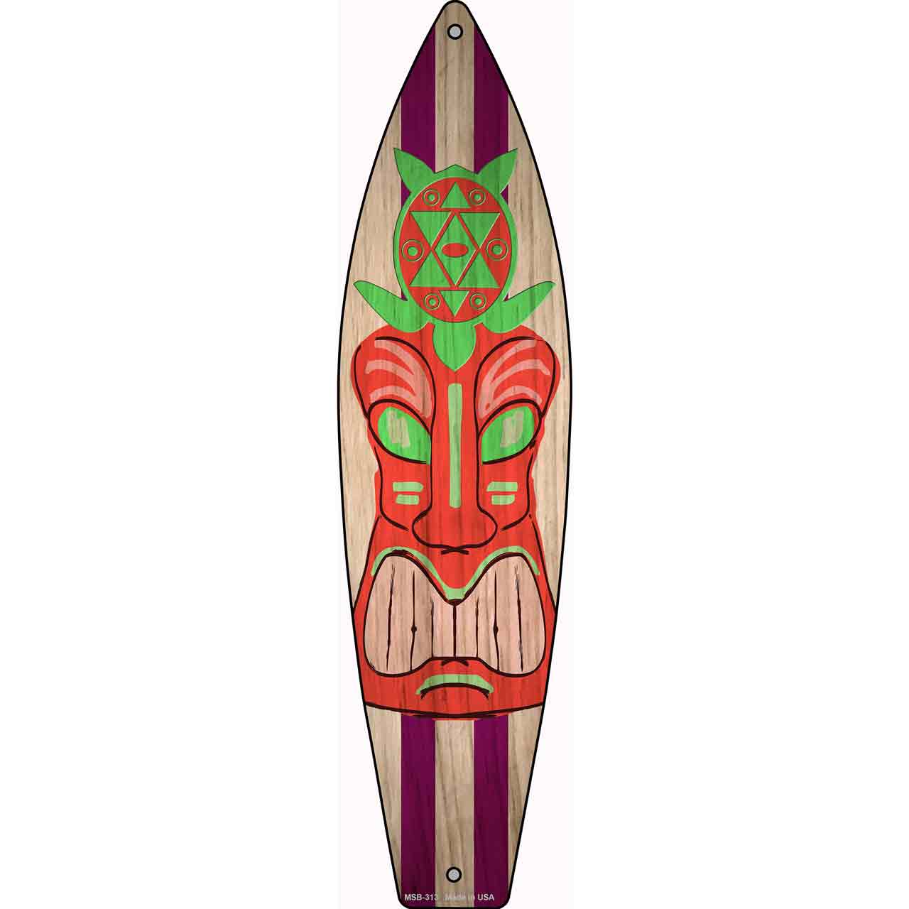 Tiki Turtle Novelty Mini Metal Surfboard Sign MSB-313