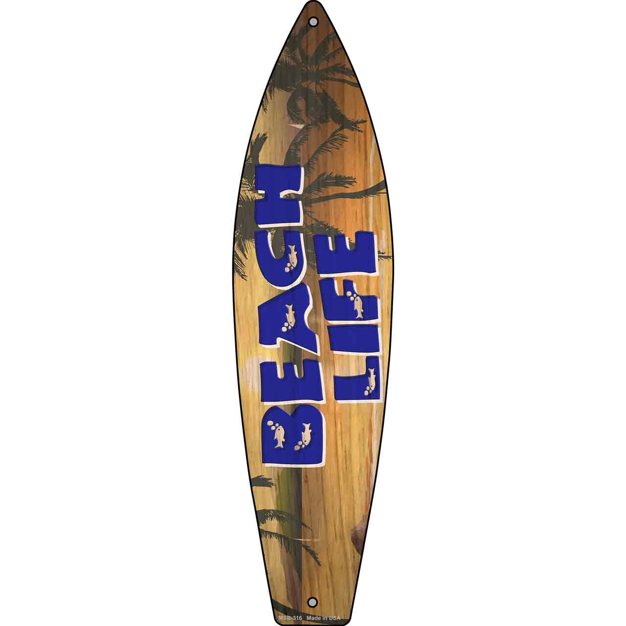 Beach Life Novelty Mini Metal Surfboard Sign MSB-316