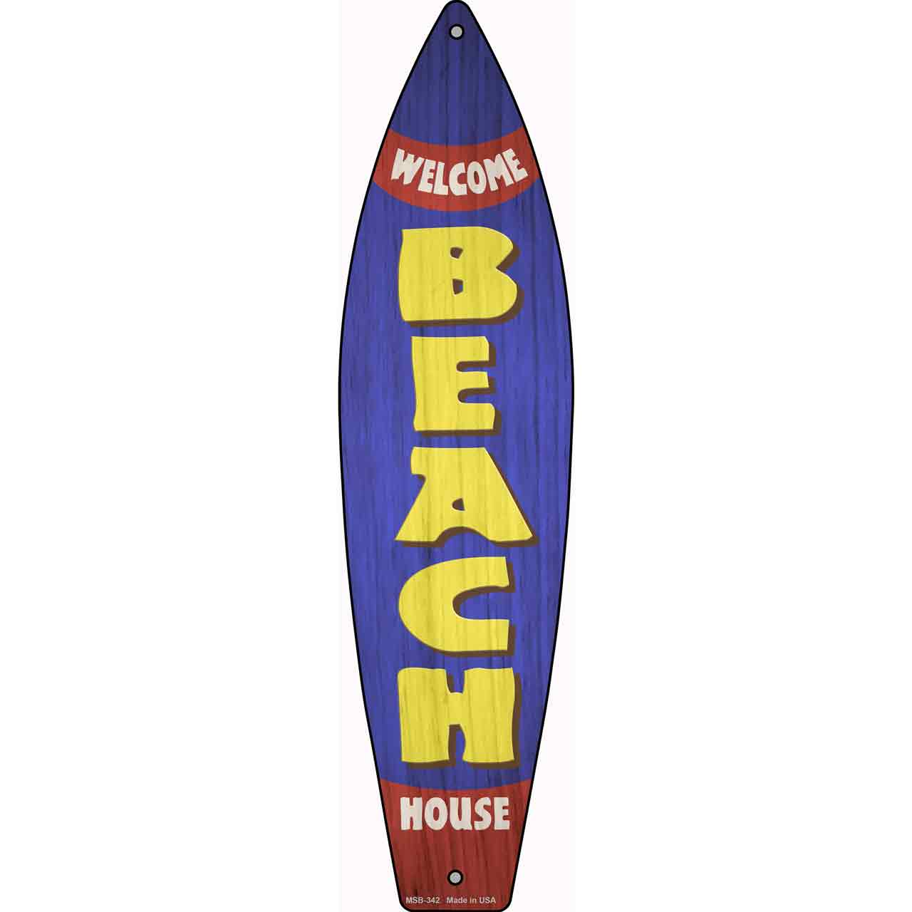 Welcome Beach House Novelty Mini Metal Surfboard Sign MSB-342