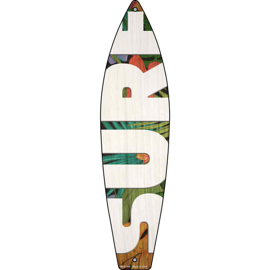 White Surf Novelty Mini Metal Surfboard Sign MSB-349