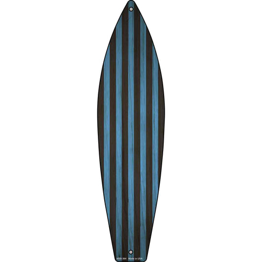 Blue And Black Striped Novelty Mini Metal Surfboard Sign MSB-364