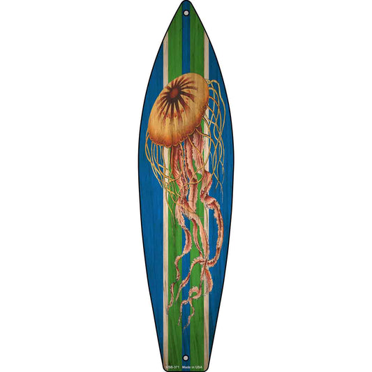 Jellyfish Blue Novelty Mini Metal Surfboard Sign MSB-371