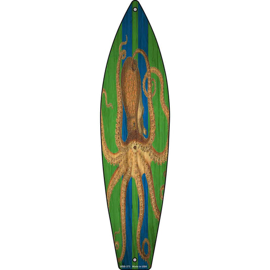 Octopus Blue Striped Novelty Mini Metal Surfboard Sign MSB-373