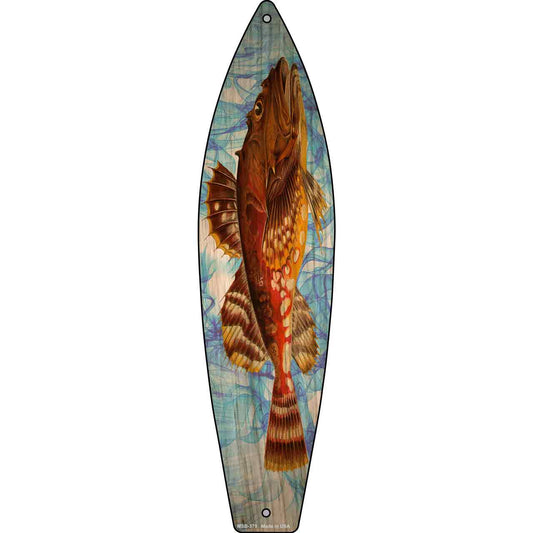 Orange Fish Novelty Mini Metal Surfboard Sign MSB-379