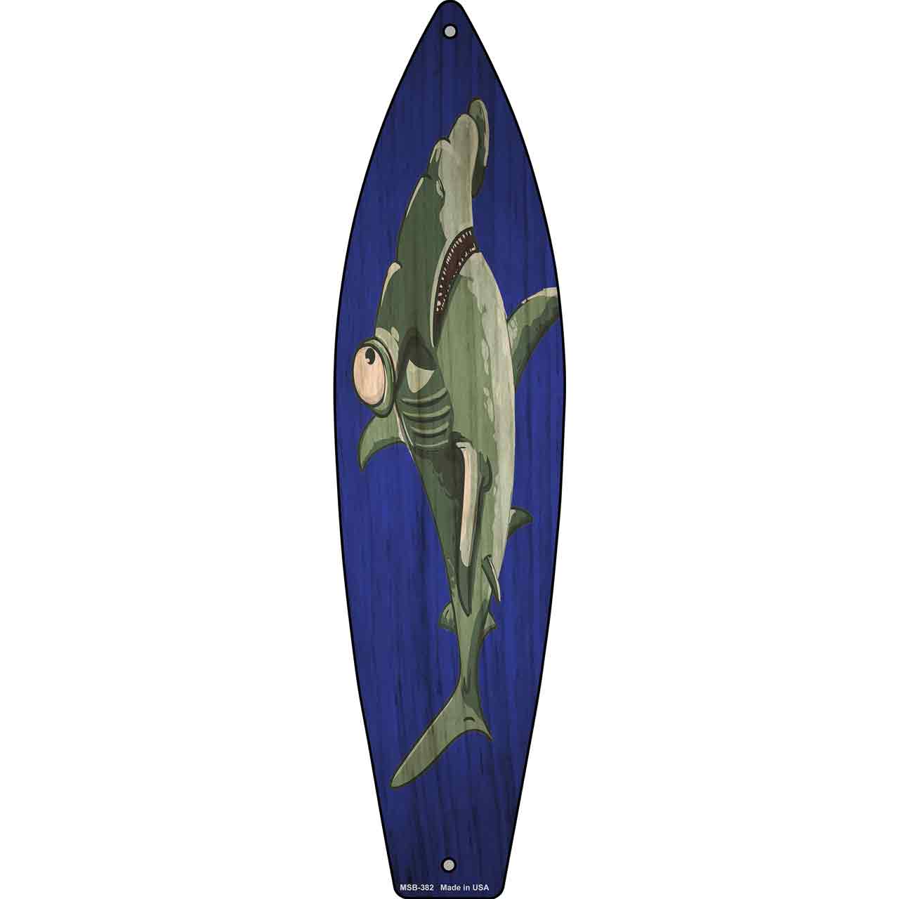 Hammerhead Shark Novelty Mini Metal Surfboard Sign MSB-382