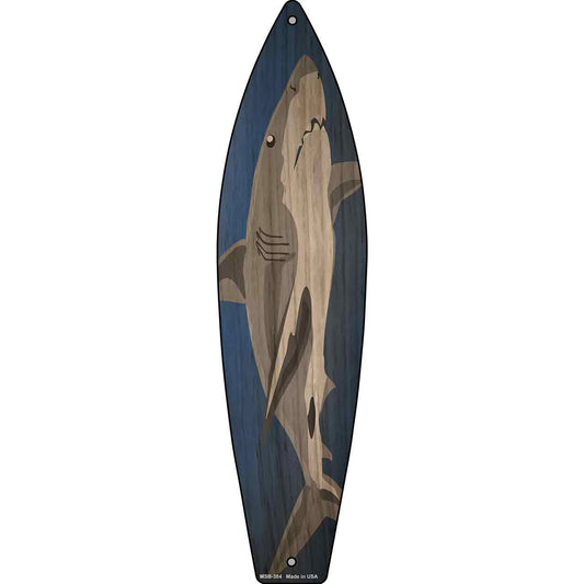 Great White Shark Novelty Mini Metal Surfboard Sign MSB-384