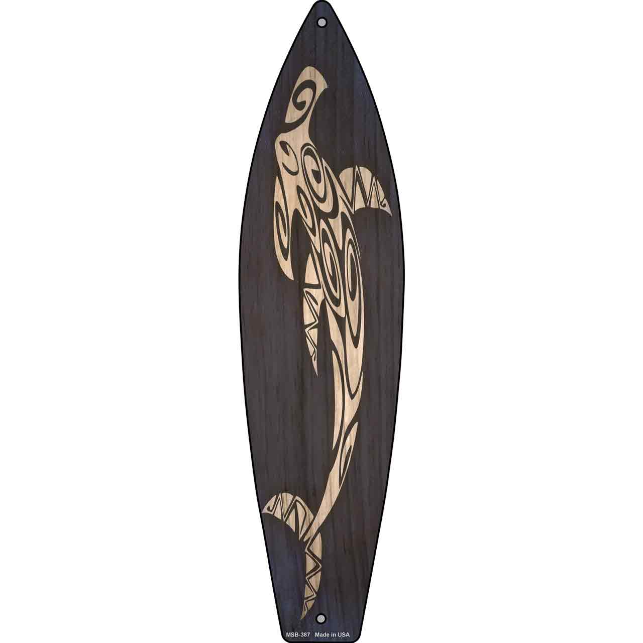 Tribal Hammerhead Shark Novelty Mini Metal Surfboard Sign MSB-387