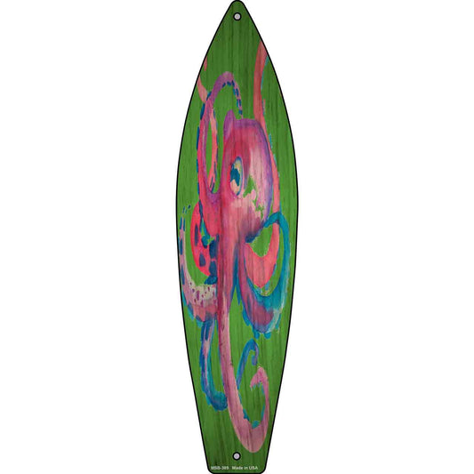 Colorful Octopus Novelty Mini Metal Surfboard Sign MSB-389