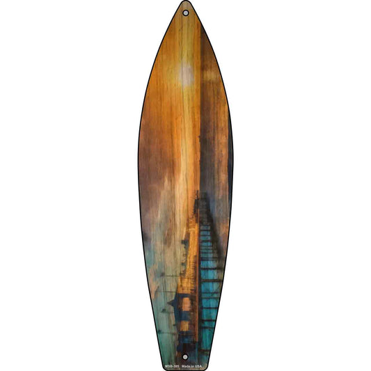Pier And Sunset Novelty Mini Metal Surfboard Sign MSB-395