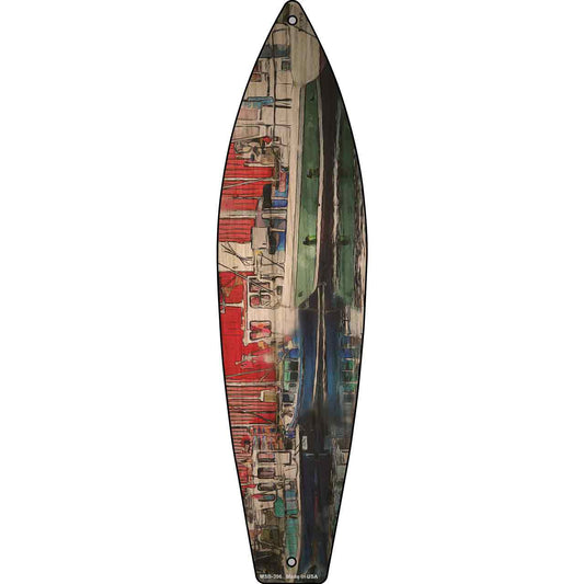 Boats On The Water Novelty Mini Metal Surfboard Sign MSB-396