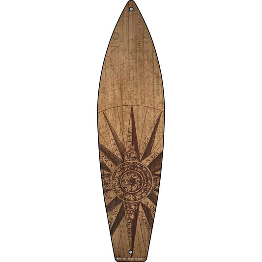 Map Drawing With Compass Novelty Mini Metal Surfboard Sign MSB-401