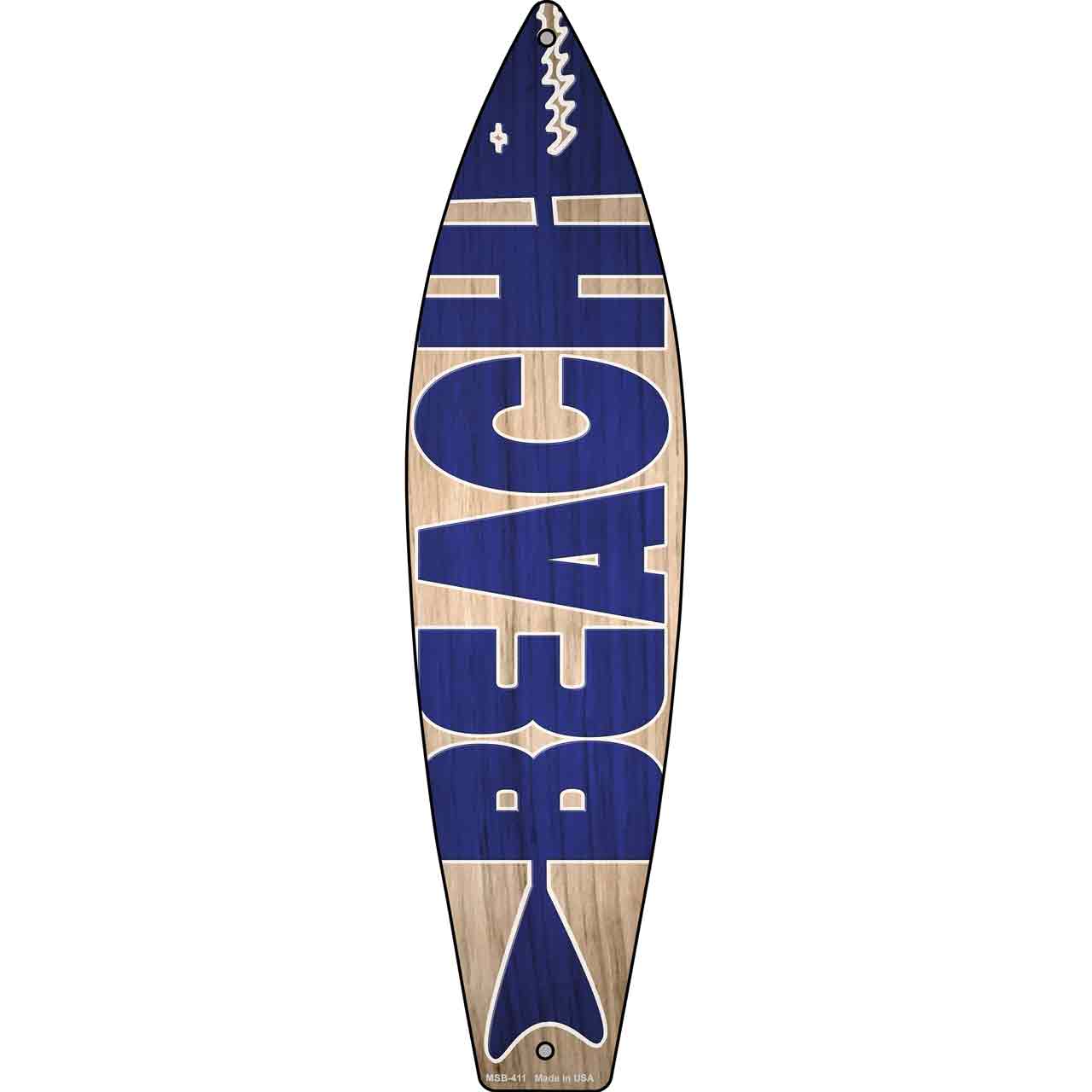 Blue Beach Novelty Mini Metal Surfboard Sign MSB-411