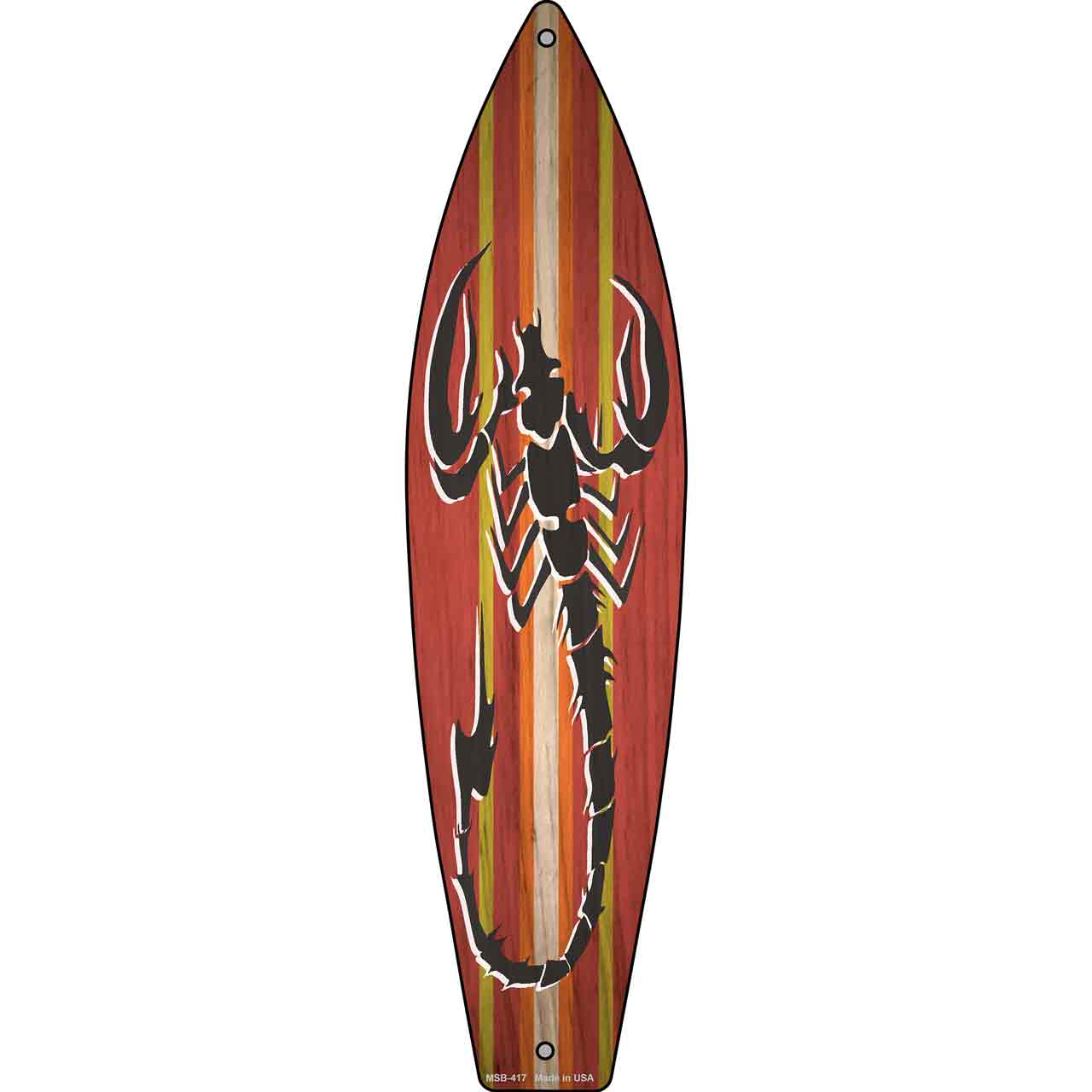 Tribal Print Scorpion Novelty Mini Metal Surfboard Sign MSB-417