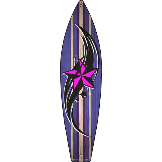 Tribal Pink Star Novelty Mini Metal Surfboard Sign MSB-418