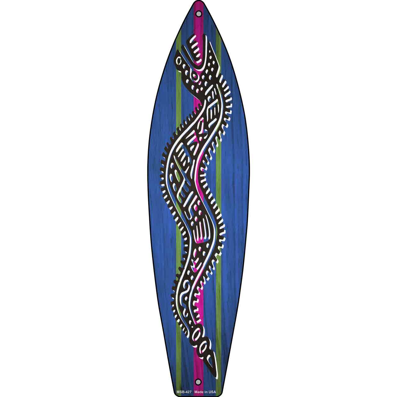 Tribal Snake Novelty Mini Metal Surfboard Sign MSB-427