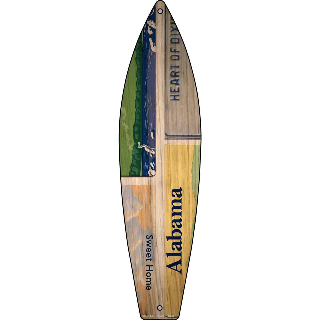 Alabama License Plate Design Novelty Mini Metal Surfboard MSB-430