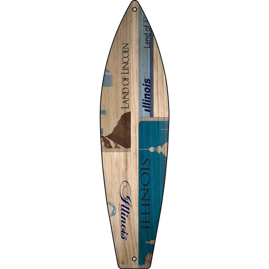 Illinois License Plate Design Novelty Mini Metal Surfboard MSB-442