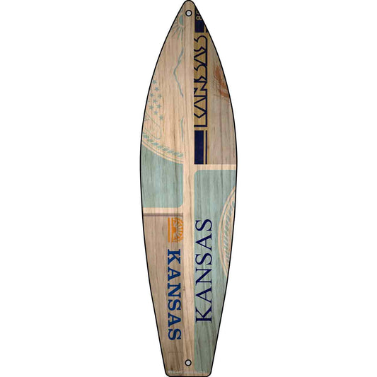 Kansas License Plate Design Novelty Mini Metal Surfboard MSB-445