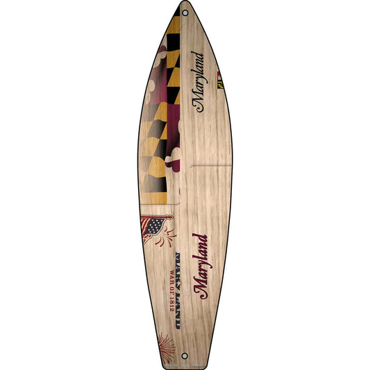 Maryland License Plate Design Novelty Mini Metal Surfboard MSB-449