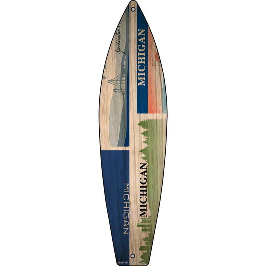 Michigan License Plate Design Novelty Mini Metal Surfboard MSB-451