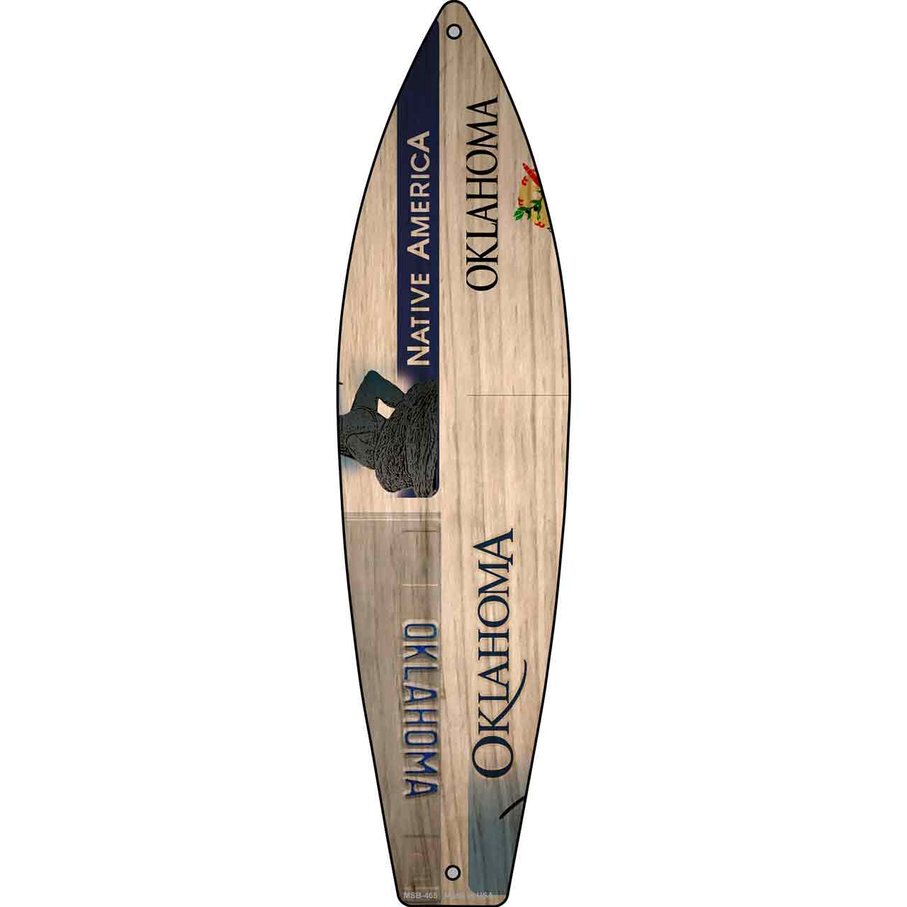 Oklahoma License Plate Design Novelty Mini Metal Surfboard MSB-465