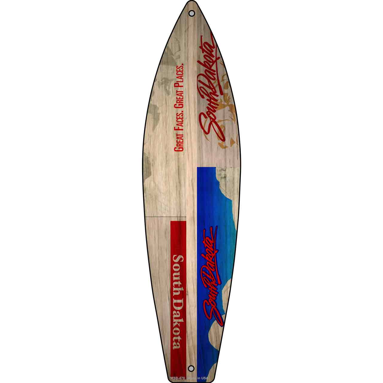 South Dakota License Plate Design Novelty Mini Metal Surfboard MSB-470