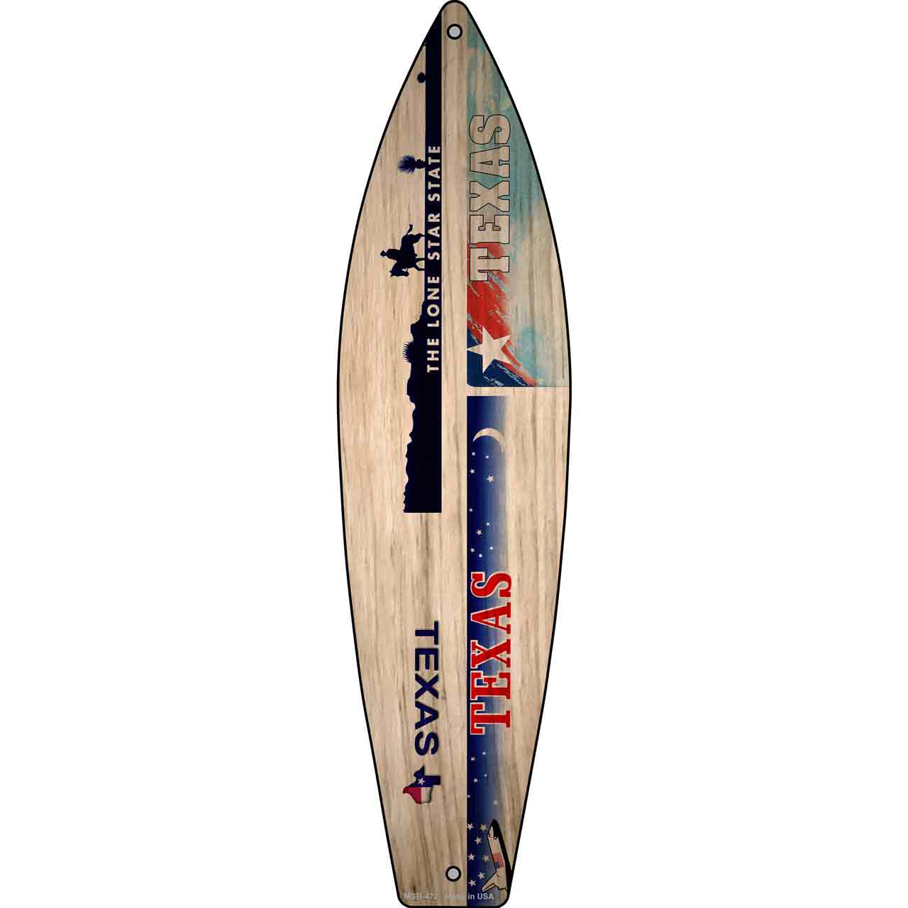 Texas License Plate Design Novelty Mini Metal Surfboard MSB-472