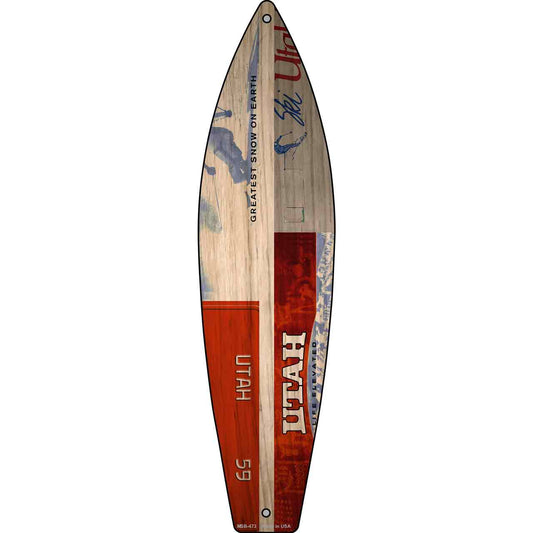 Utah License Plate Design Novelty Mini Metal Surfboard MSB-473