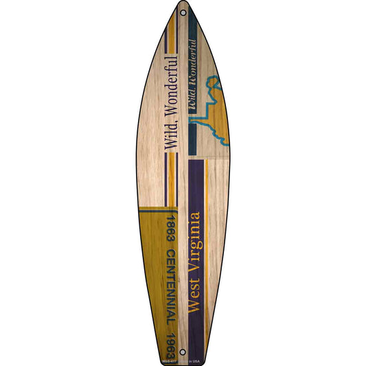 West Virginia License Plate Design Novelty Mini Metal Surfboard MSB-477