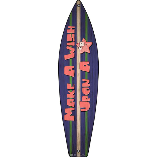 Make A Wish Upon A Star Novelty Mini Metal Surfboard Sign