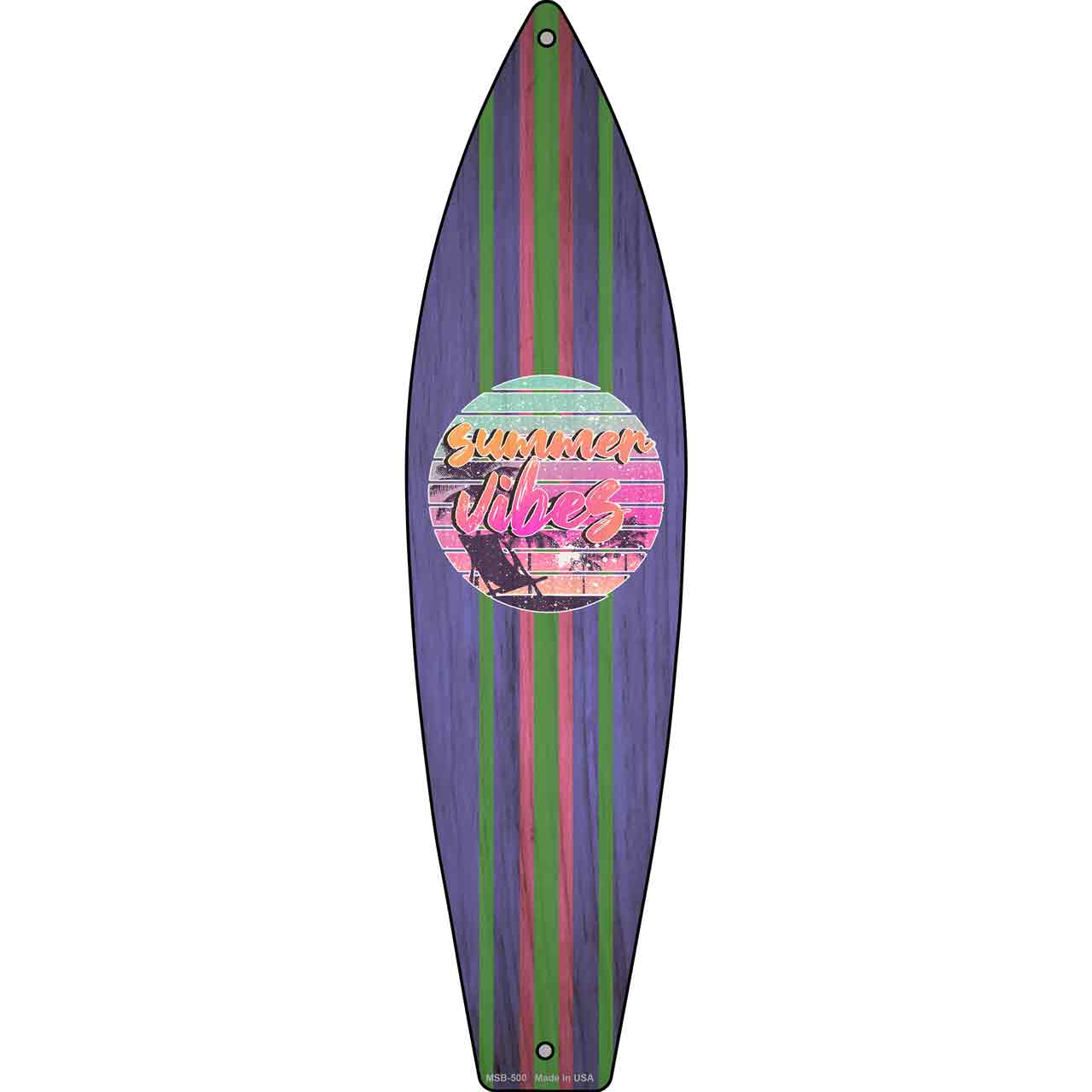 Summer Vibes Novelty Mini Metal Surfboard Sign