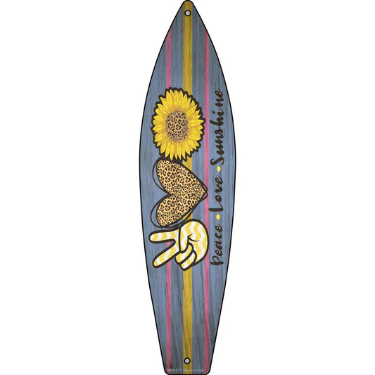 Peace Love Sunshine Novelty Mini Metal Surfboard Sign