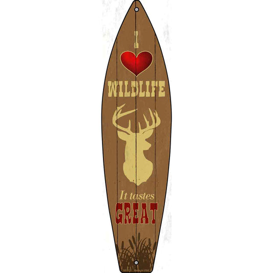 I Love Wildlife Metal Novelty Surfboard Sign SB-019