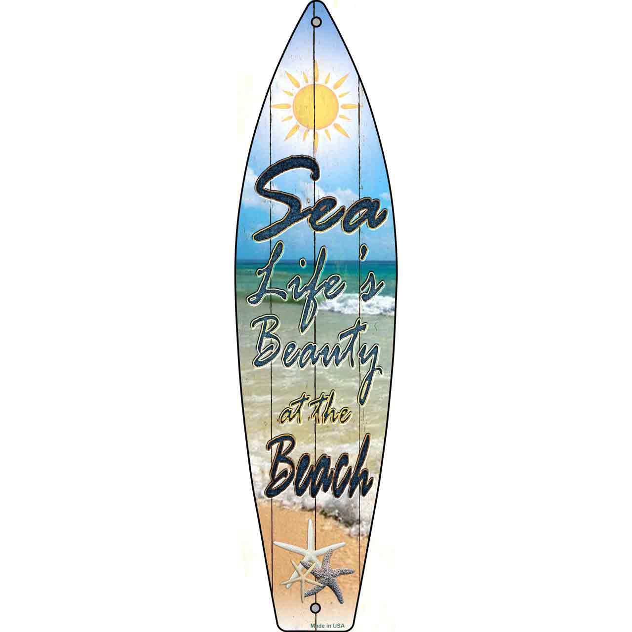 Sea Life Metal Novelty Surfboard Sign SB-035