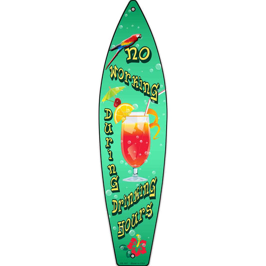 Drinking Hours Metal Novelty Surfboard Sign SB-051