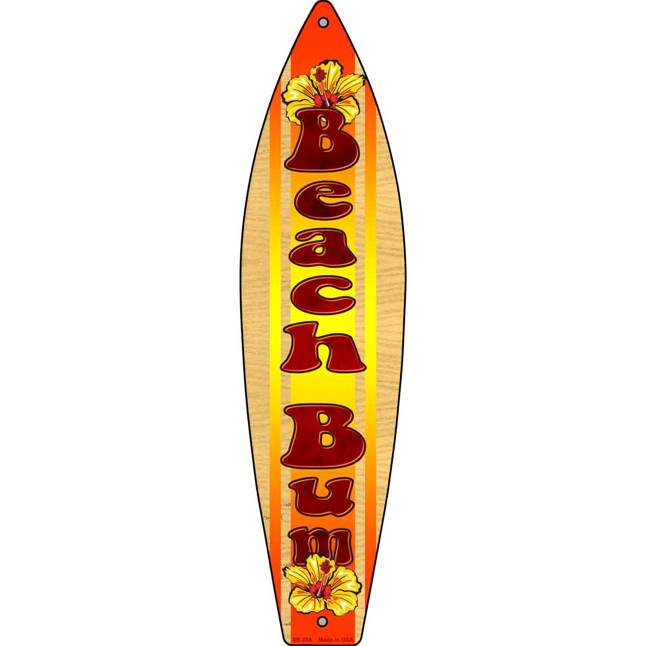 Beach Bum Metal Novelty Surfboard Sign SB-056