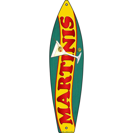 Martinis Metal Novelty Surfboard Sign SB-059